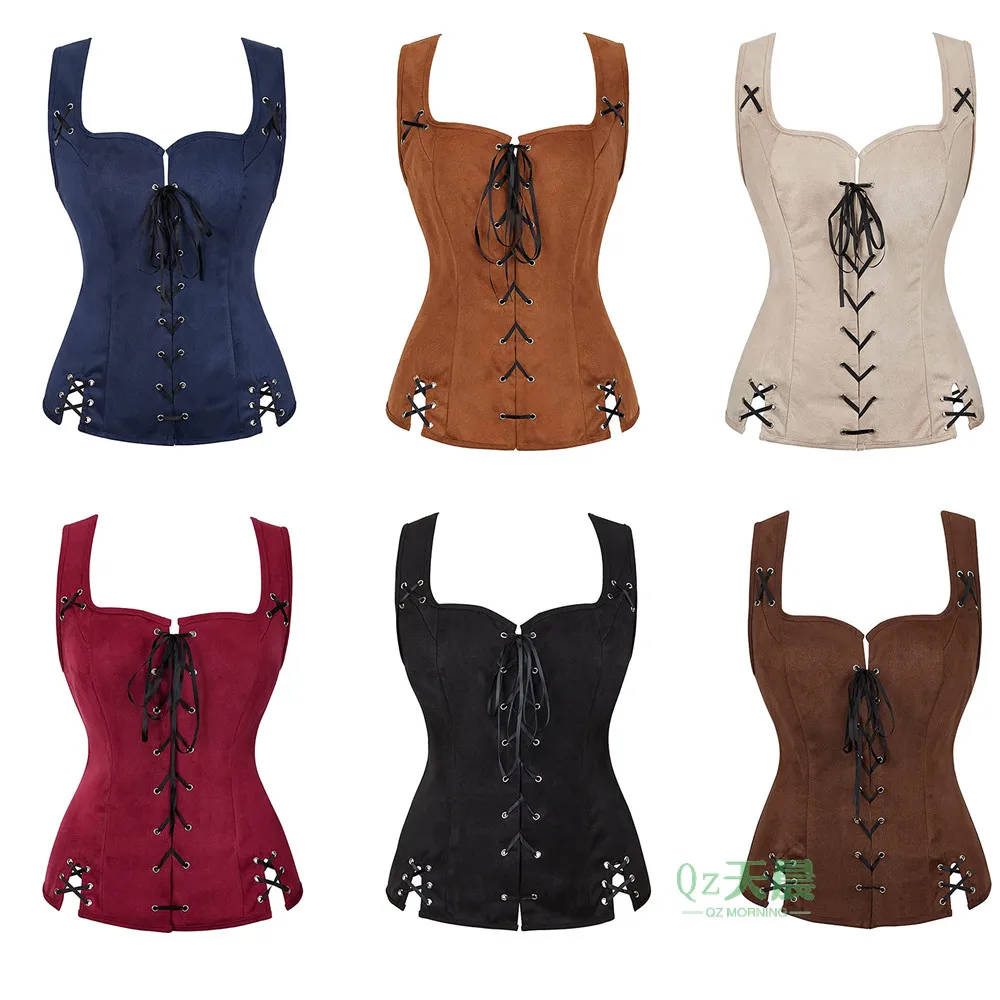 

Womens Renaissance Vest Plus Size Halloween Medieval Cosplay Costume for Women Pirate Vest Women Vintage Lace Up Corset Top