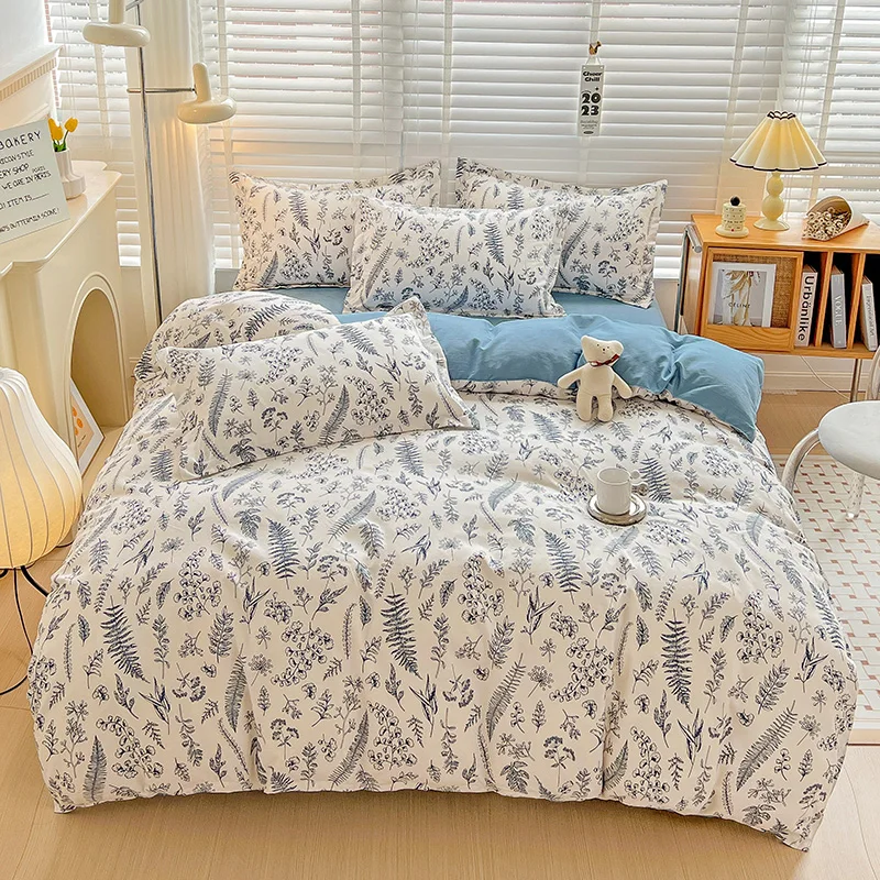 

Botanical Floral Duvet Cover Set Soft Bedding Sets 3pcs Cute Leaves Comforter Cover with Pillowcases Easy Care Breathable Cozy