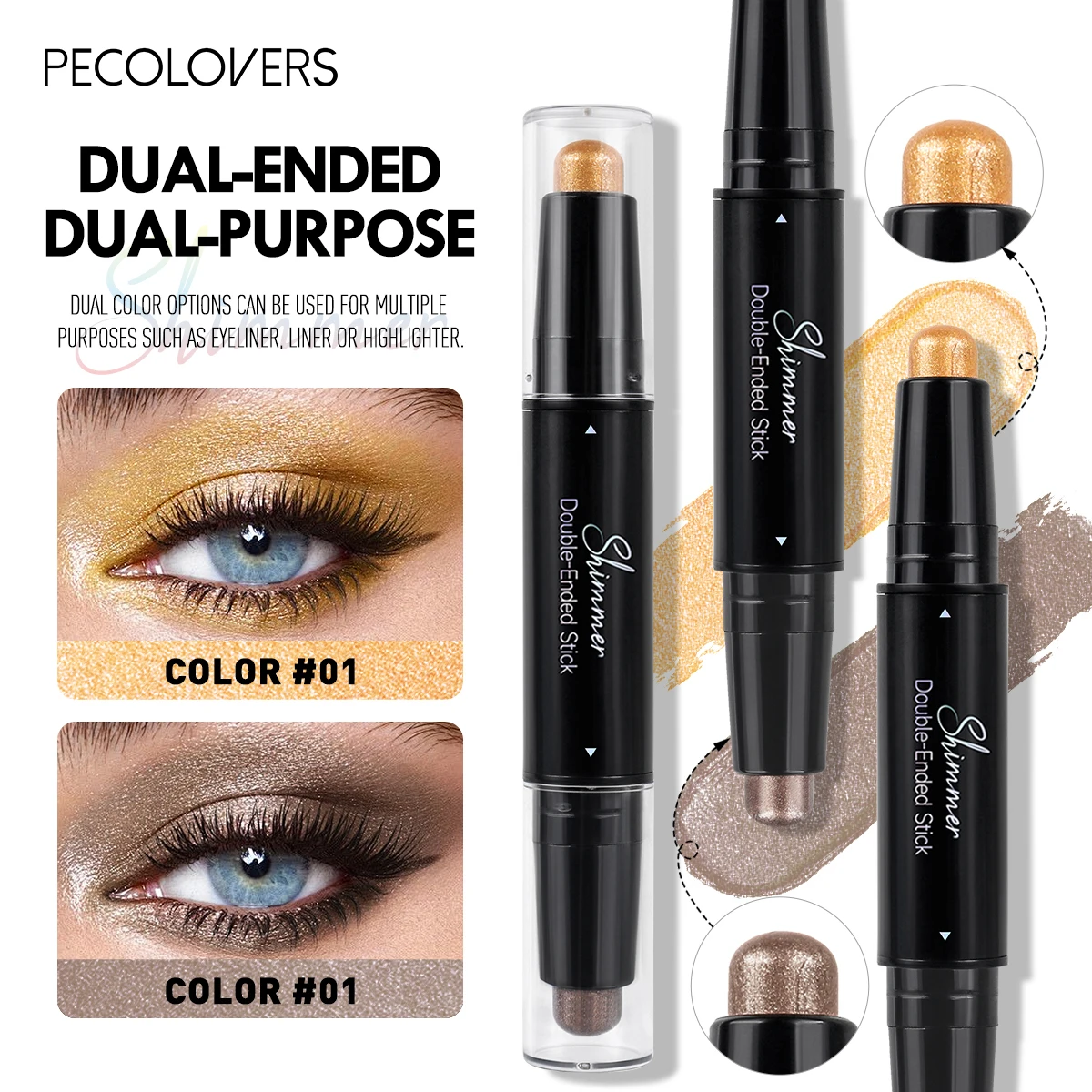 Shimmer Brown Double Head Eyeshadow Stick Colorful High Waterproof Cream Eyes Shadow Pencil Long Lasting Makeup Cosmetic 4 Shimmer Brown Double Head Eyeshadow Stick Colorful High Waterproof Cream Eyes Shadow Pencil Long Lasting Makeup Cosmetic 4