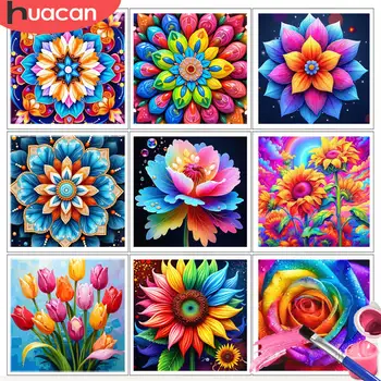 HUACAN Dipingere con i numeri Kit Mandala Design Arte Astratta Fai da te Disegno a olio Fiore