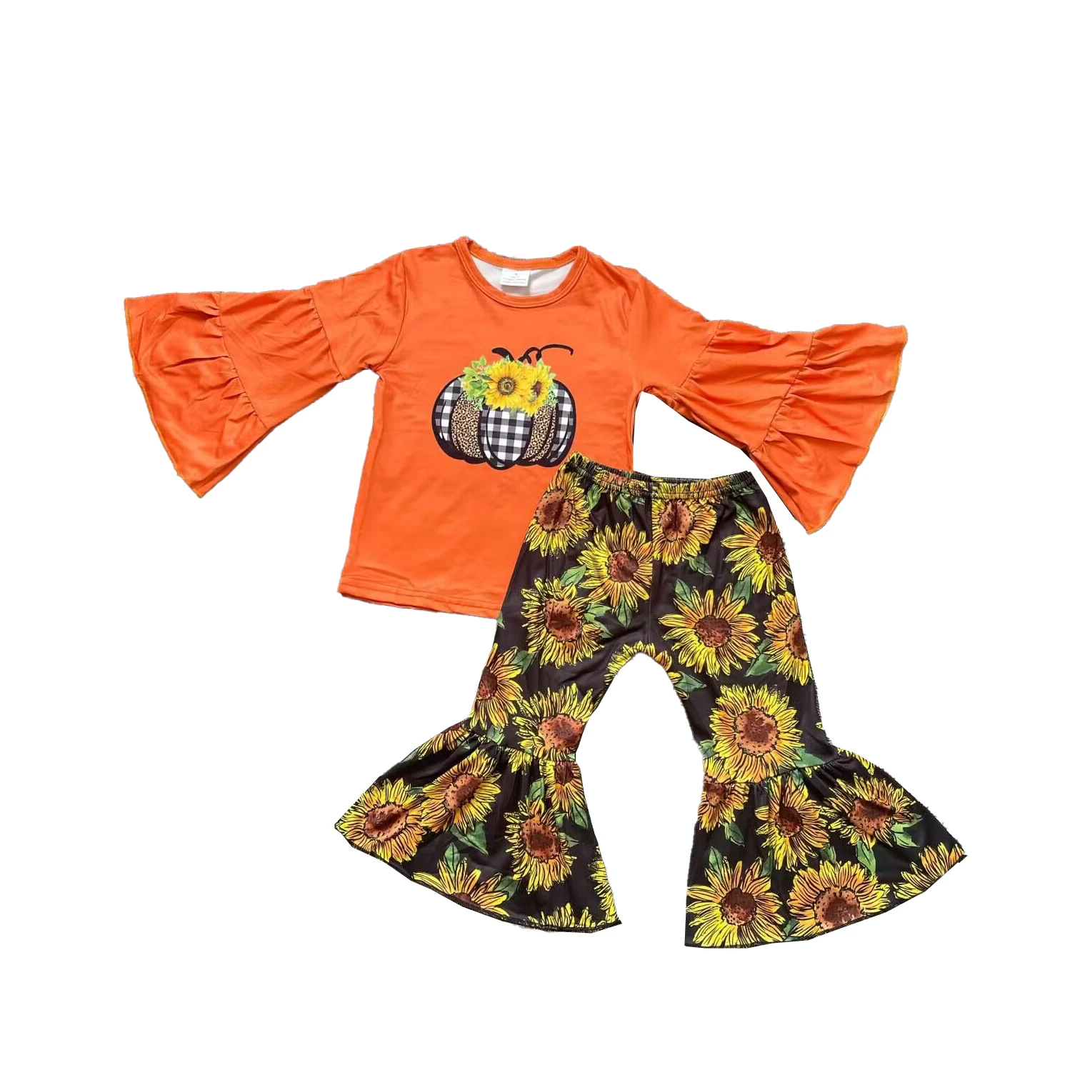 Okie & Lou Pumpkins In Mint Two-Piece Long Sleeve Pant Set main image 1