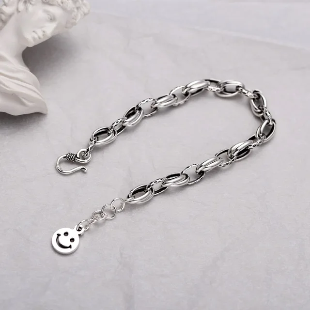 Pulseira de Prata ANENJER: Um Toque de Elegância para Homens e Mulheres 5 Pulseira de Prata ANENJER com Pingente de Estrela e Coração