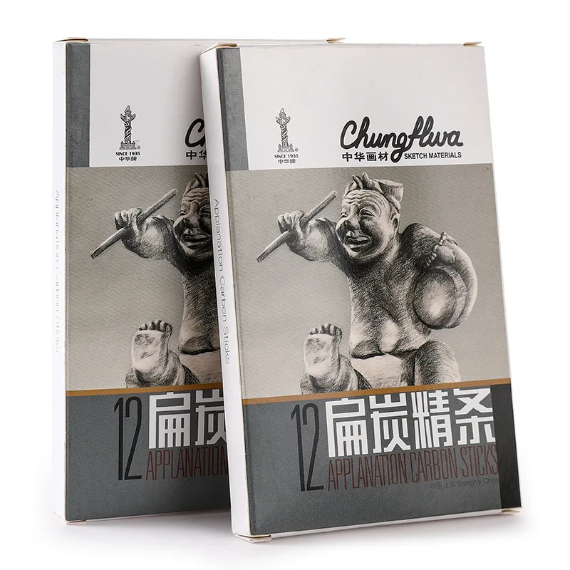Master Specialized Carbon Rods Sketch Drawing Pencils Art Student Fine Arts Supplies Thick Charcoal Strips 12 Pcs Box
