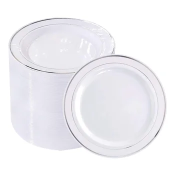 50pcs Silver Plastic Plates-7.5inch 1