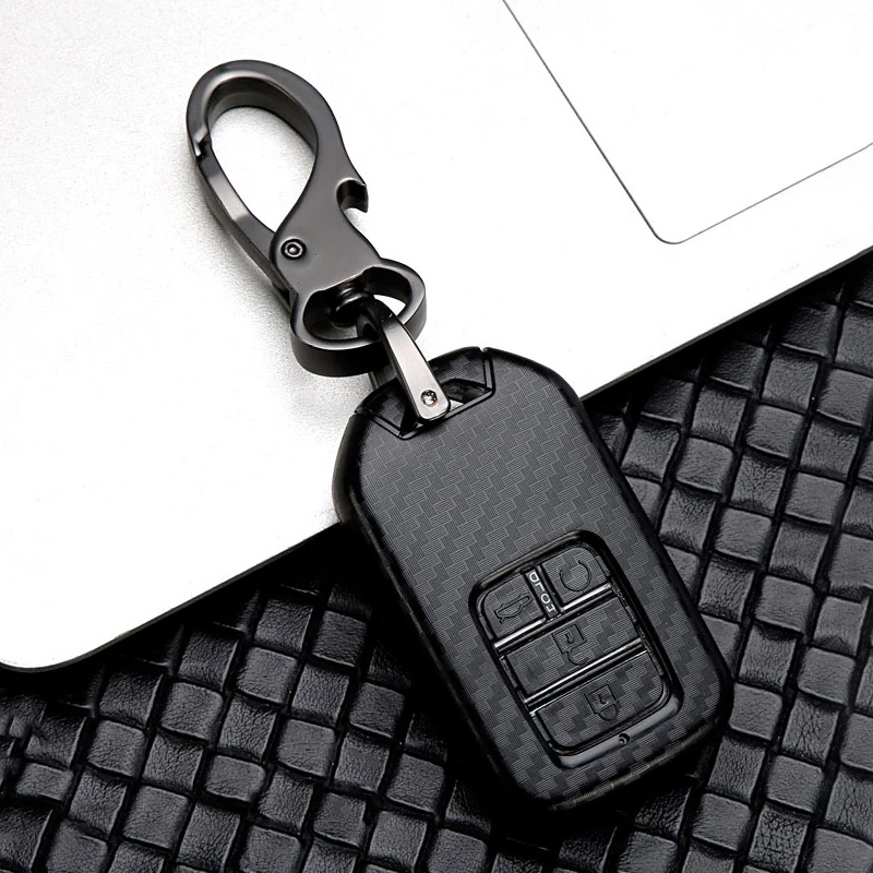 Key Case Cover Carbon Car Key Case Cover for Honda Civic CR-V HR-V Accord Jade Jazz City Pilot Crider Odyssey 2015-Keychain Bag key case key case cover