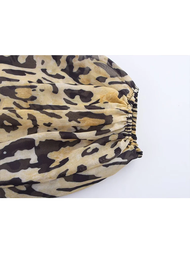 Women Asymmetrical Slim Fit Blouse With Belt Vintage Elegant Long Sleeve V-neck Chic Sexy Thin Top Autumn Printed Women Clothing