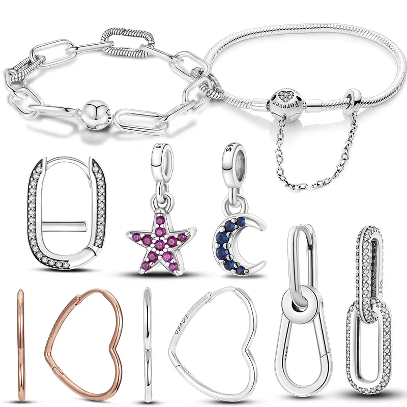 Silver Plated Slender Link Bracelet Fit Original PAN Me Charm Beads Diy Jewelry Gift silver bracelet