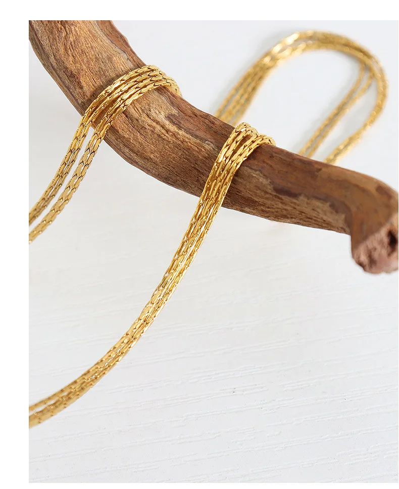 Einfache und modische Damenhalskette mit mehrschichtiger, eleganter, feiner Kette und Quastenform aus Edelstahl. – Detail 19
