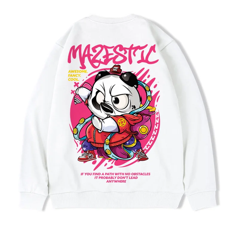Abfer 2022 Hip Hop Crewneck Oversized Sweatshirt Men Chinese Panda Graffiti Sweatshirts Harajuku Cotton Pullover Y2k Clothes