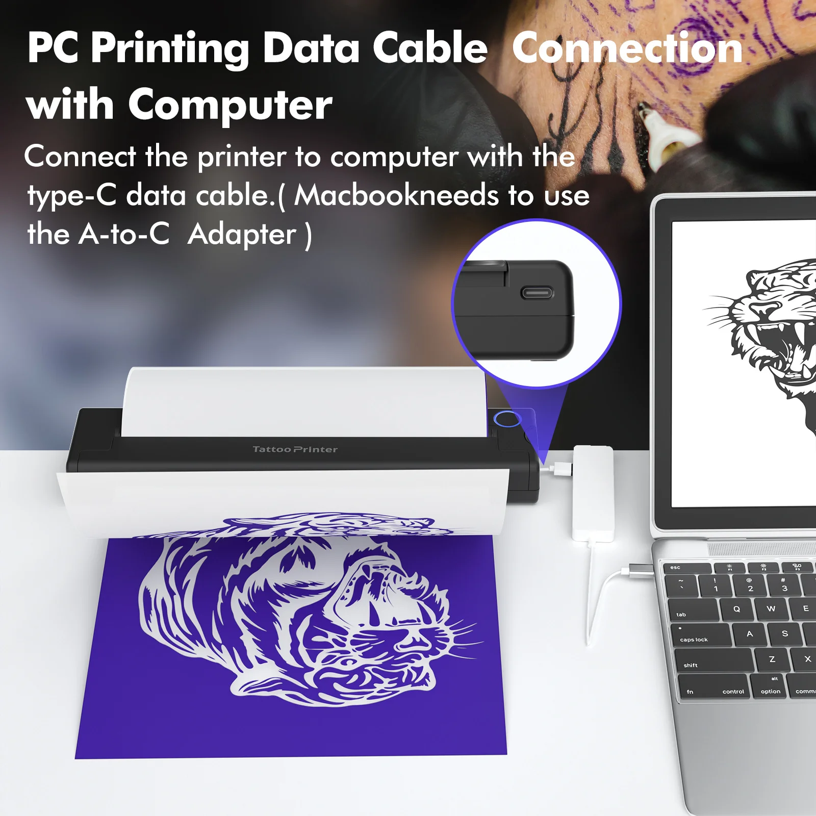 A4 Tattoo Stencil Printer Thermal Tattoo Printer with Transfer Paper Wireless Bluetooth Mini Portable Printer DIY Artist