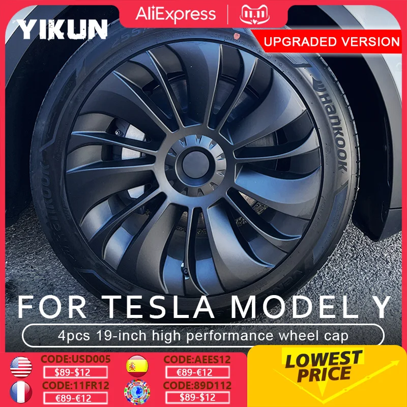 4PCS Hub Cap for Tesla Model Y 19 Inch Performance Replacement Wheel Cap Automobile Hubcap Full Rim Cover Accessories 2018 -,wheel hub covers,wheel hub caps