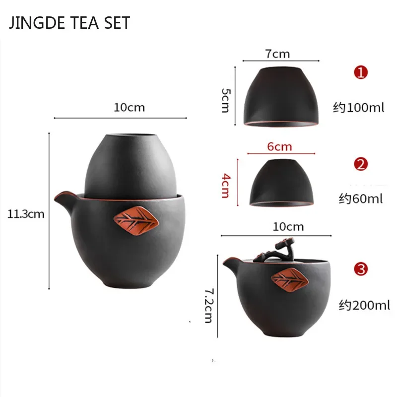 Portable Travel Tea Set Yixing Purple Clay Teapot Set One Pot and Two Cups Home Teaware Chinese Tea Ceremony Supplies Teapots