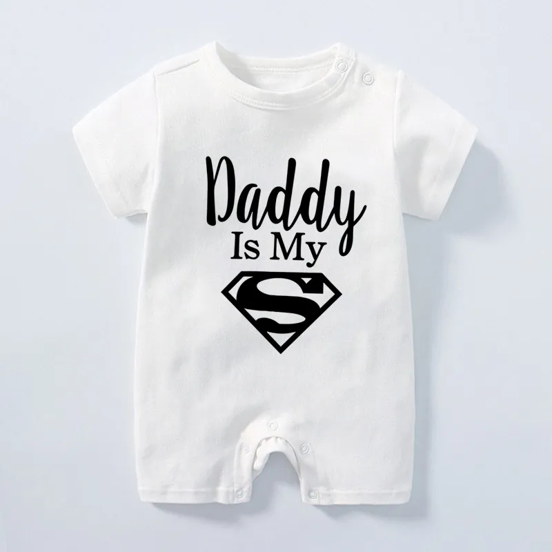 Daddy Is My Hero Funny Print Baby Romper Newborn Baby Boys Girls Clothes Infant Baby Jumpsuit Cute Casual Baby Clothes Warm Baby Bodysuits 