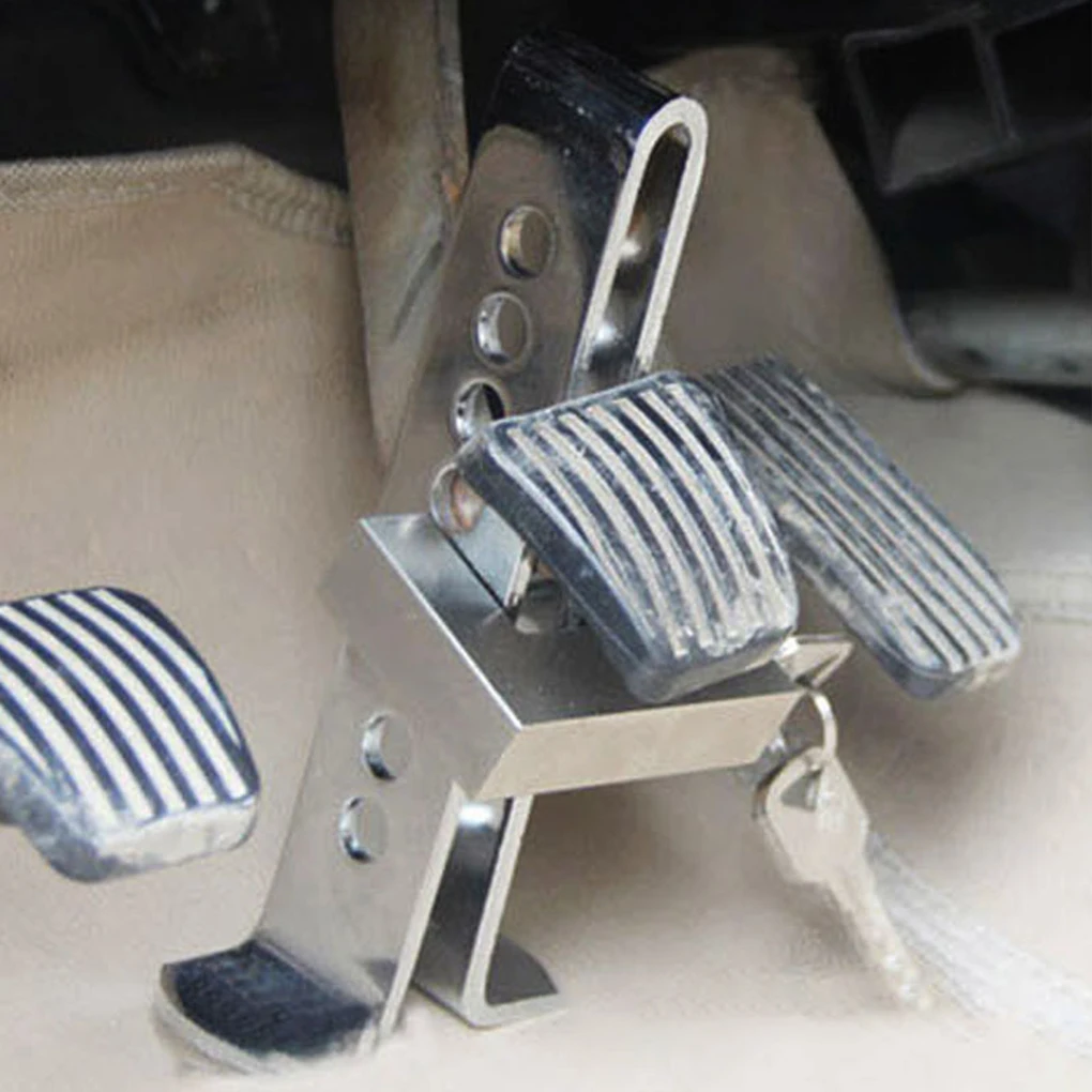 Car Clutch Lock Universal Auto Steering Wheel Brake Pedal Lock Throttle Security Steel Stainless Anti-Theft Tool Pedal Car Tool