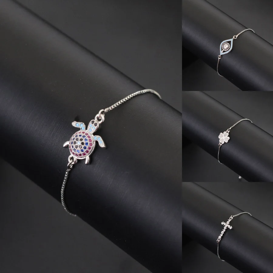 Adjustable Chain Bracelet for Women with Evil Eyes and Butterfly