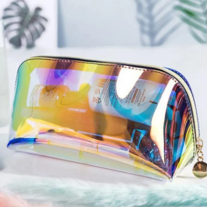 Laser Cosmetic Bag Ins Style Korean Cosmetics Semicircle Travel Buggy Bag Portable Dumpling Shaped Transparent Wash cosmetic bag cosmetic storage bag toiletry bag makeup bag cosmetic case