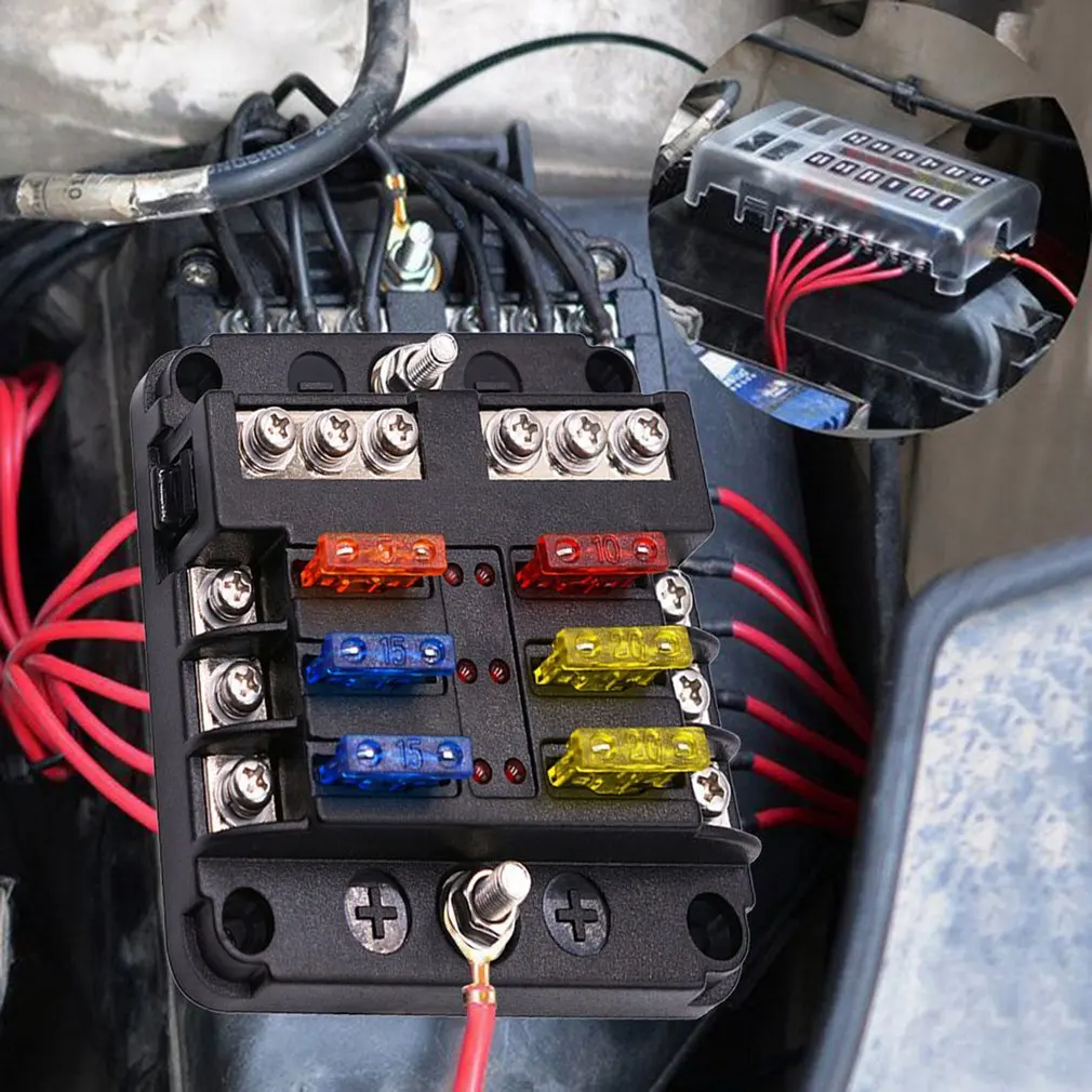 Plastic Cover 12 Ways Blade Fuse Block 12V 32V Fuse Box Holder LED Indicator Light Accessories For Auto Car Marine Truck