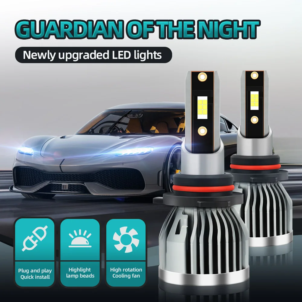 SCION tC 2014 2015 2016 LED 헤드라이트, 180W 고출력 9012 자동차 전구, CSP 6000K 램프, 선풍기 냉각, 2 개