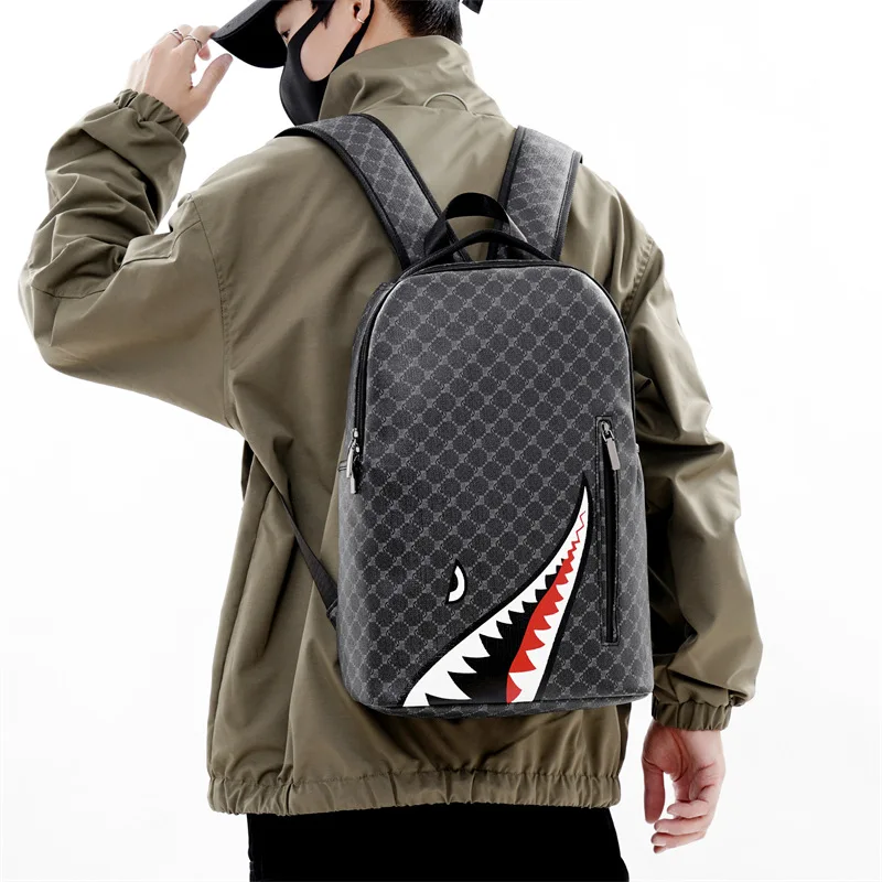 Men's Backpack Plaid High School College Bag 15-inch Laptop Rucksack 3