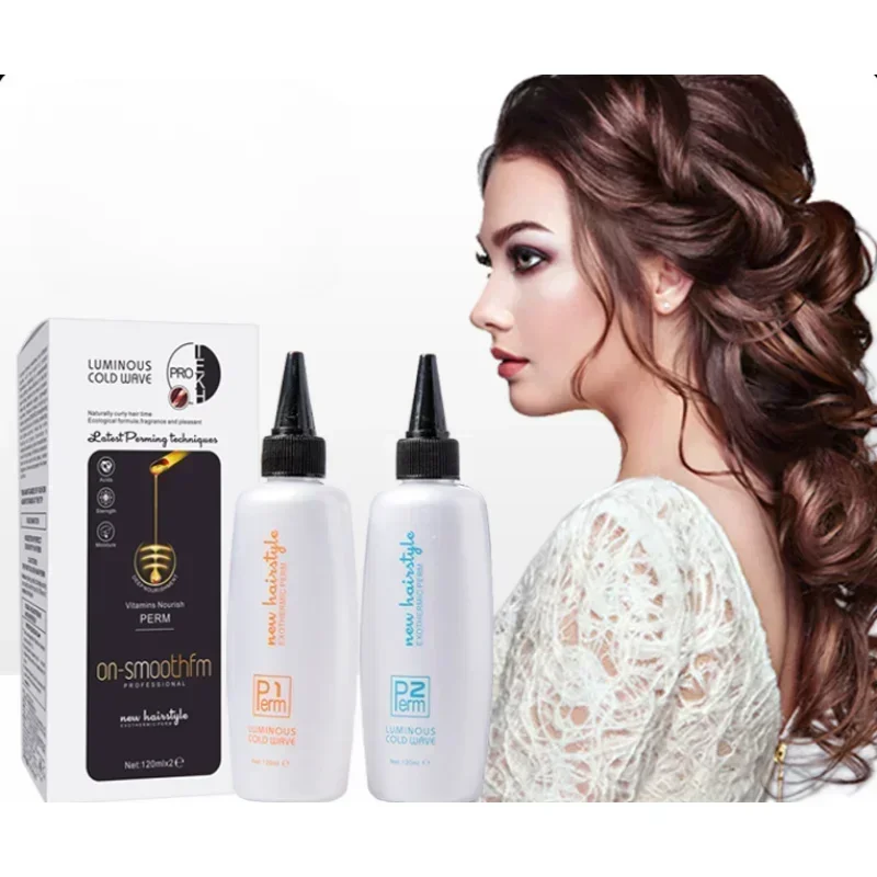 Get Perfect Curls with 2pcs Hair Perms & Texturizers Set - Professional Cold Wave Liquid Hair Perm Solution&Curl Enhancing Cream