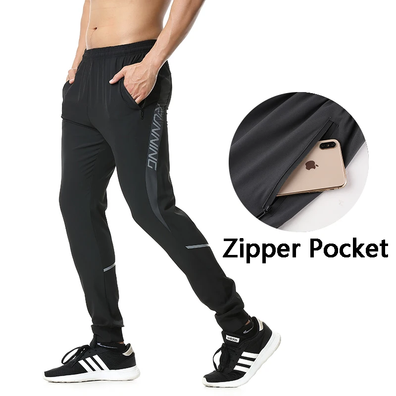 thumbnail image 1 of Pantalones para correr para hombre, pantalones deportivos reflectantes con cremallera para fútbol, pantalones deportivos de entrenamiento, pantalones deportivos para correr, pantalones de gimnasio, 1 of 5