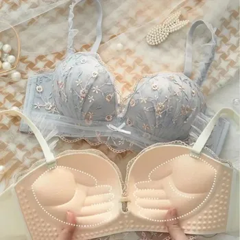 Small Breasts Gathered Women's Underwear Flat Chest Collection Side Breast Anti-sagging No Steel Ring Embossed Women's Bra 1
