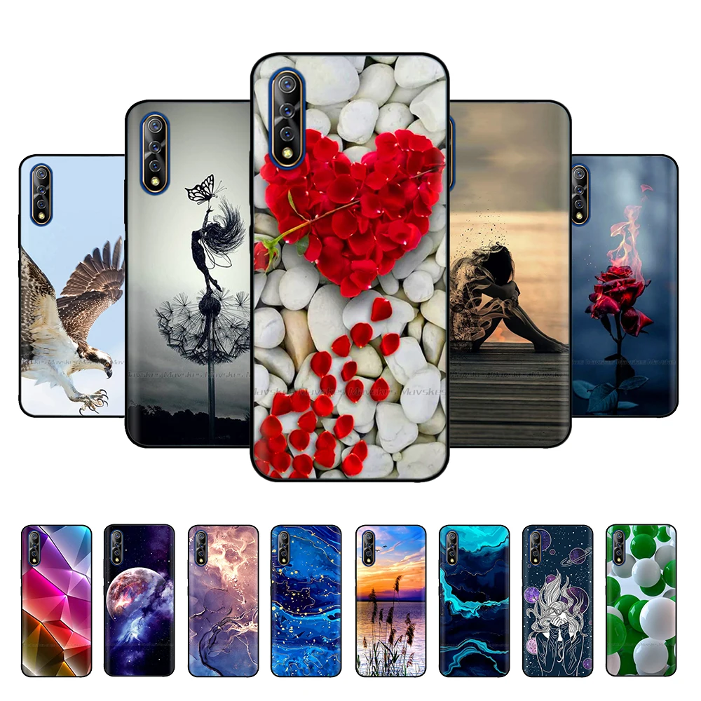 

For Vivo V17 NEO Case Cute Cartoon Fundas Soft Silicone Phone Cases For Vivo S1 1907 V1913A Back Cover Black TPU Coque Bumper