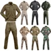2 Piece Sets Men Breathable Camo Hunting Clothes Cargo Suits Camping Training Suit Jacket+Pants Uniform 1