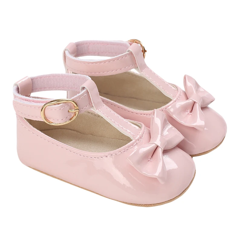 Spring Autumn Baby Girls Shoes Cute Bow PU Leather Princess Party Dance Shoes Solid Color Kids Gilrs Flat First Walkers