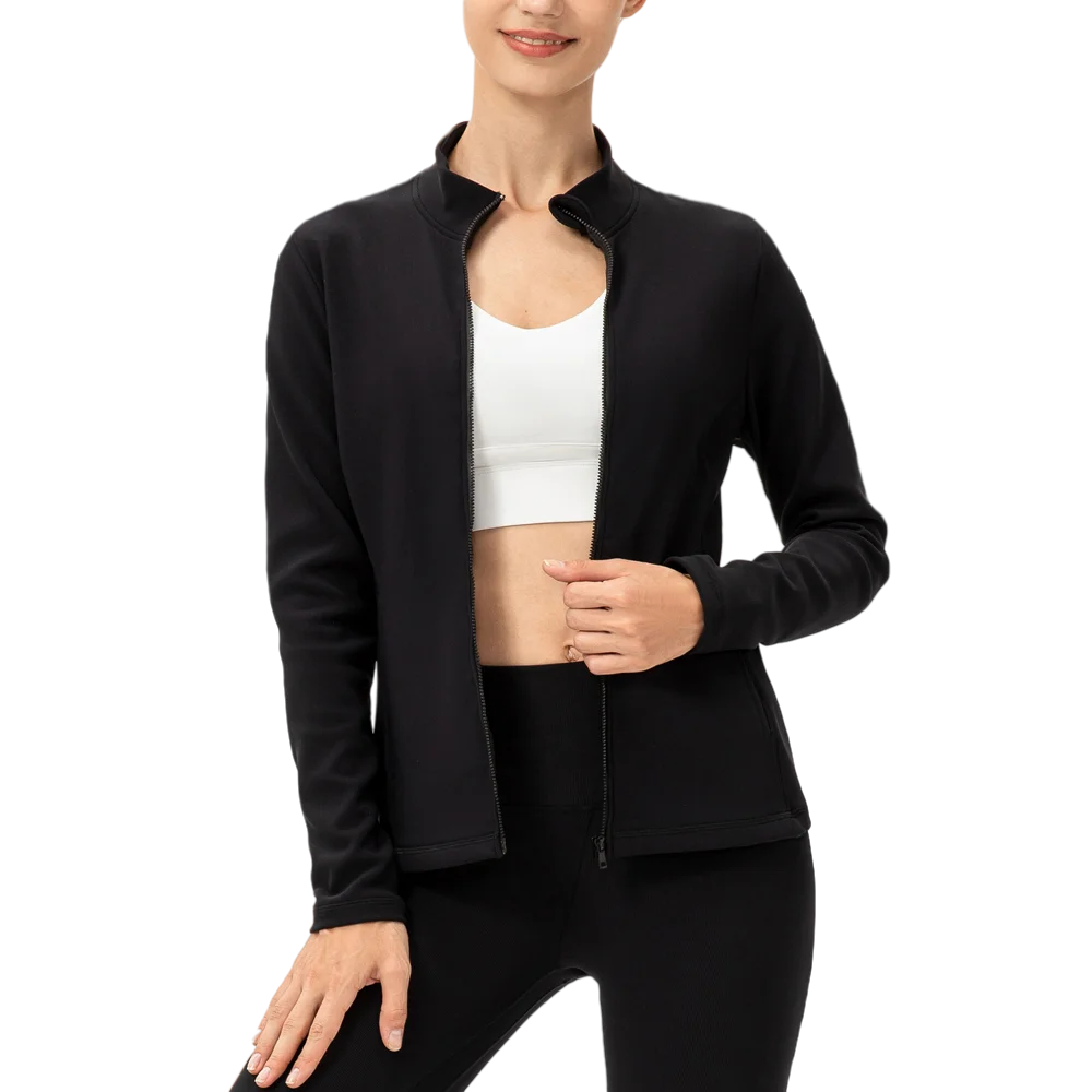 Fitness Yoga Jacket Women Long Sleeve Zip Running Coats Winter Sports