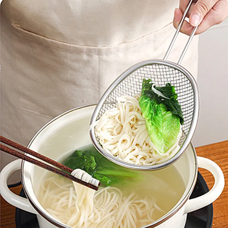 Stainless Steel Grids Skimmer Multifunctional Anti-slip Soup Oil Residue Filter Extra Large Drain Spoon Kitchen Cooking Tools