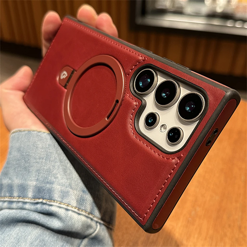 Business Retro Leather Magnetic Phone Case - Premium Shockproof Wireless Cover