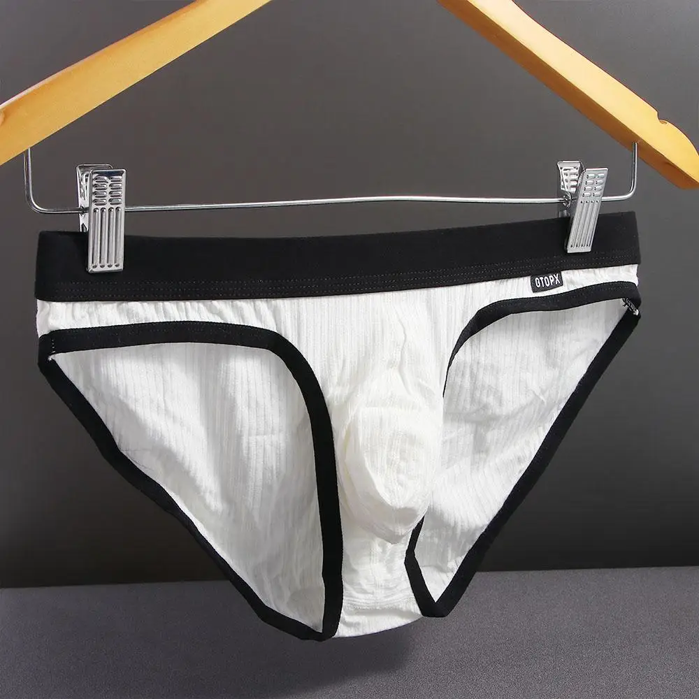 

Simple Soft Modal Letter Low-waist Underpants Men Thong Sexy Briefs U Convex Screw Thread Panties