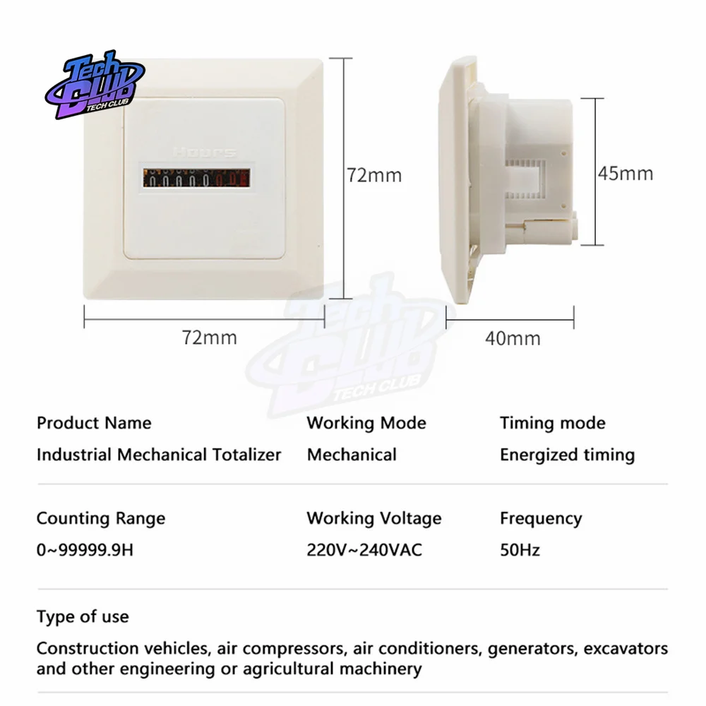 AC220-240V HM-1 0-99999.9 시간 타이머 기능 전자 밀폐형 카운터 디지털 미터 게이지 0.3W 50Hz 전기 도구 용