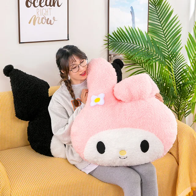 Oversized Sanrio Plush Kuromi Melody Pillow Cushion Cute Cartoon Doll Sofa Valentine Day Kawaii Girlfriend Birthday Present