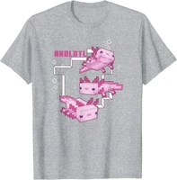 Pink Axolotl Pond Oversized T-shirt Axolotl-Lover Apparel Aesthetic Cotton Tshirt Kids Adults Men's Clothing Unisex Tops Tees 2
