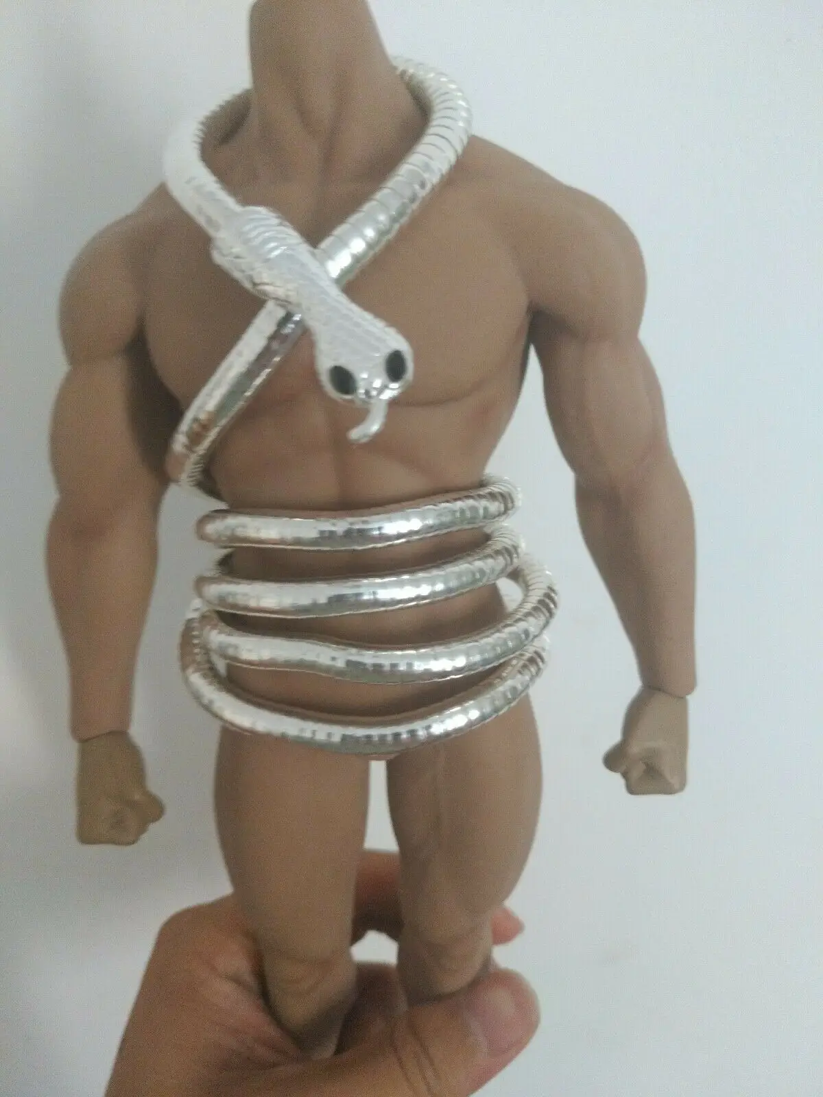 

1/6th Scale Silver metal bendable snake model For 12"