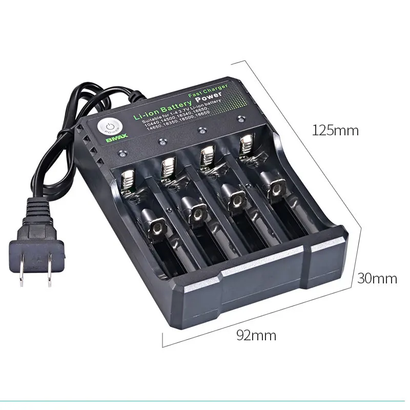 18650 Battery Charger Black 1 2 4 Slots AC 110V 220V Dual For 18650 Charging 3.7V Rechargeable Lithium Battery Charger_voghion.com