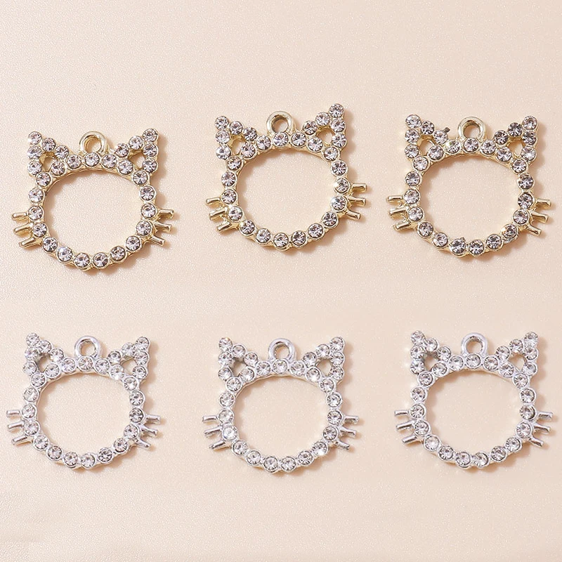 Leslie 10 Stück niedliche Anhänger, zarte Kristall-Katzenanhänger für Ohrringe, Armbänder, Halsketten, DIY-Schmuckherstellung, Zubehör, handgefertigt