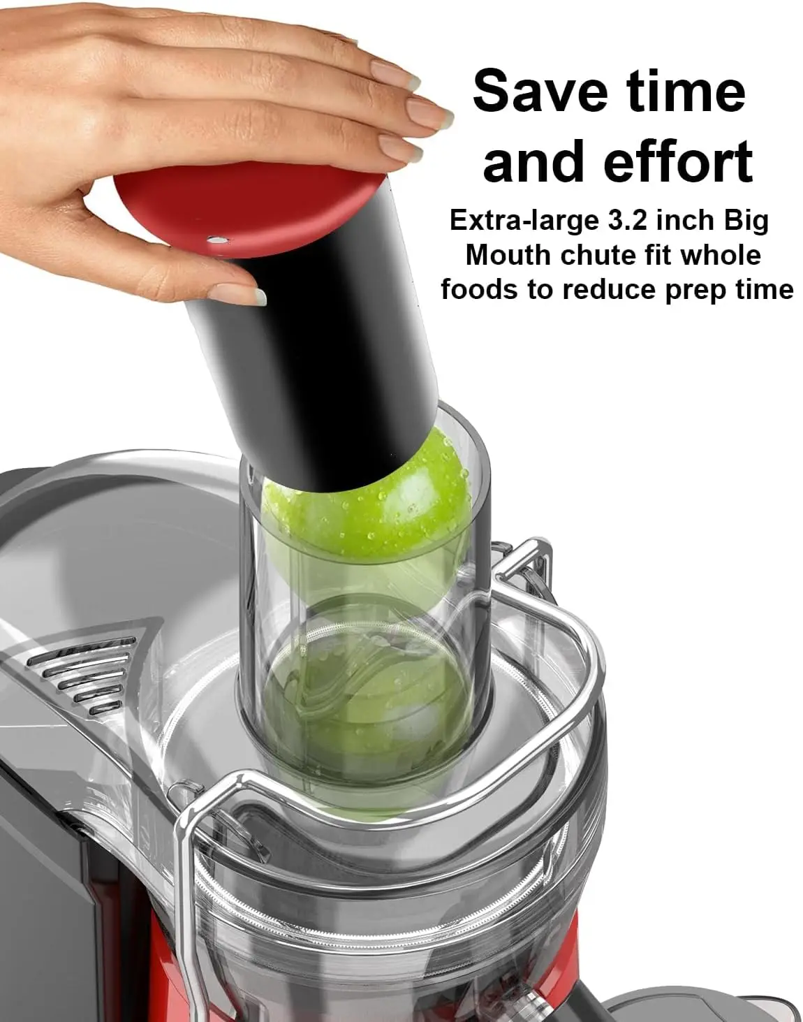 SiFENE Centrifugal Juicer Machine, Rapid 1000W Juice Extractor, Large 3.2'' Feed Chute for Whole Fruit & Veg Juicing, Red 2