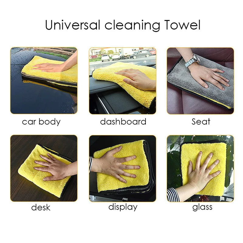 Microfiber Towel Microfiber Cleaning Towel Thicken Soft Drying Cloth Car Body Washing Towels Double Layer Clean Rags 30/40/60cm