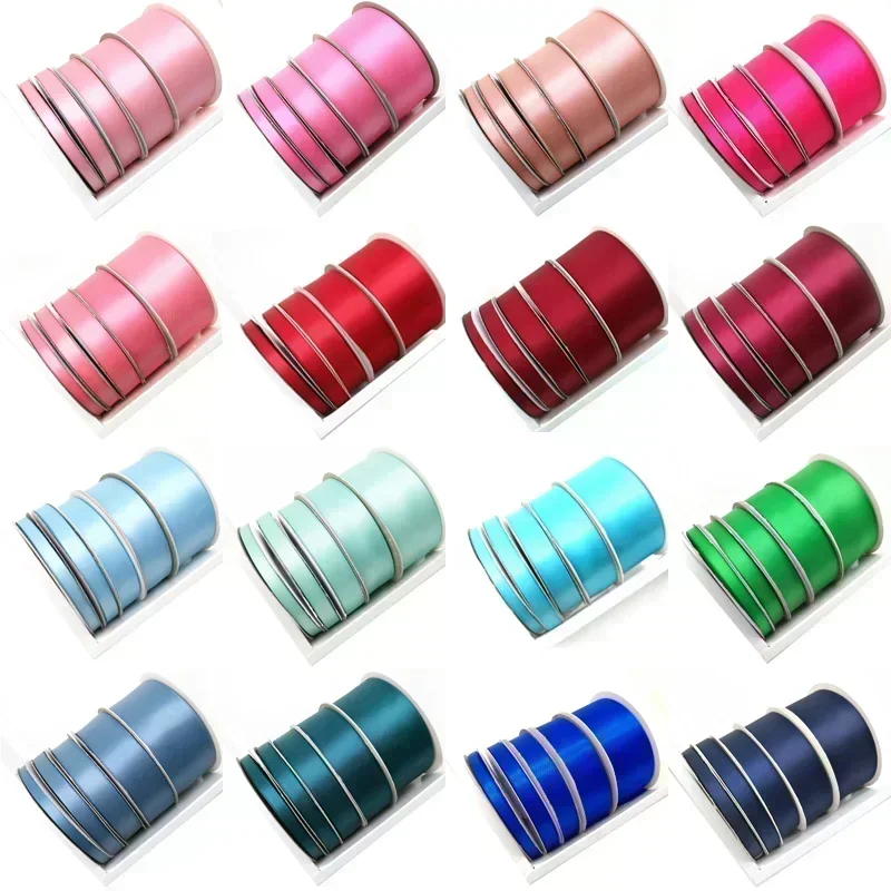 Satin Ribbons Double Sided for Bows Making 6/9/16/25/38mm Width