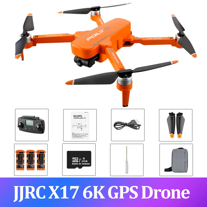 JJRC X17 GPS Квадрокоптер 6K Дрон с камерой 2-осевой геймпад бесщеточный