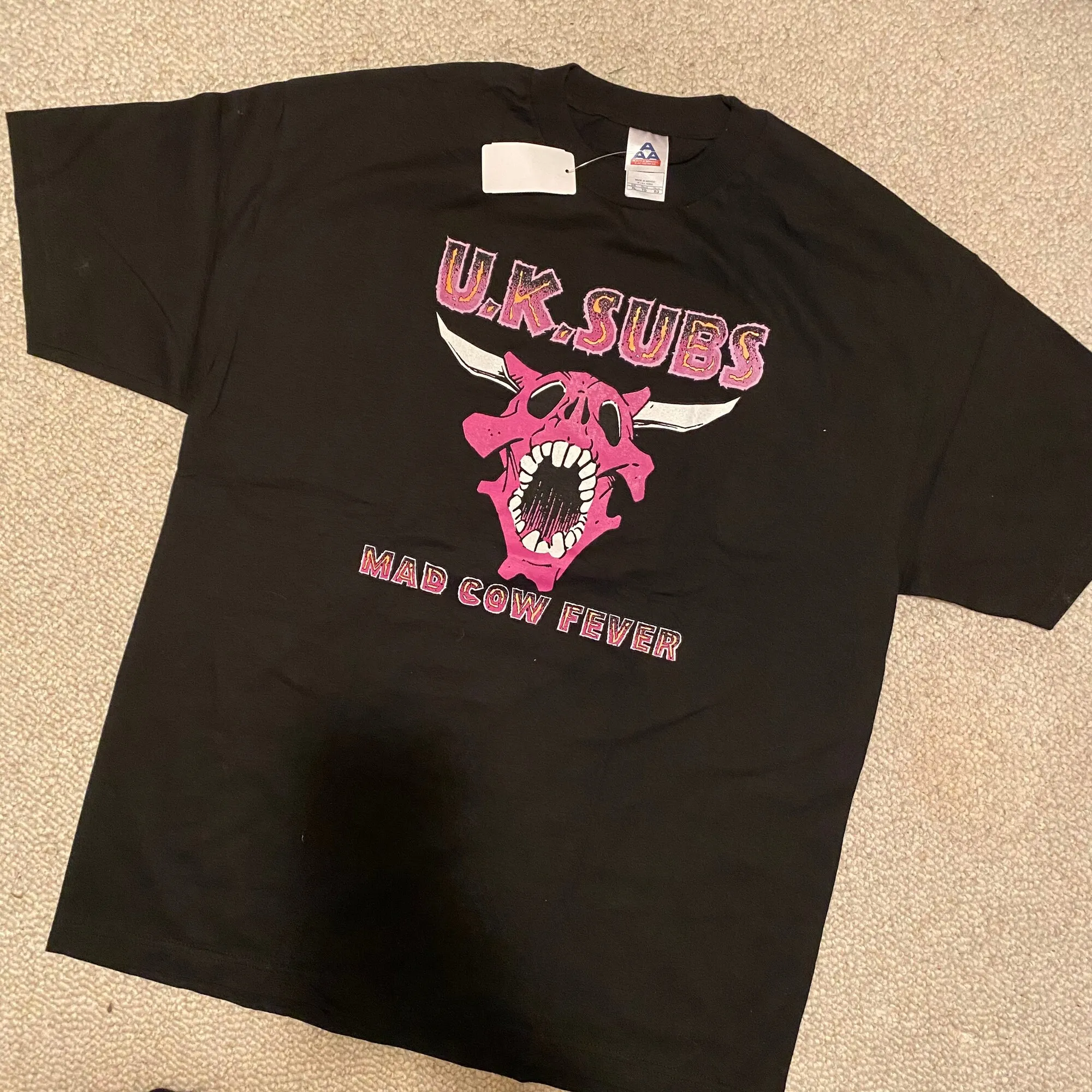 2000S Uk Subs Maglietta Febbre Mucca Pazza Sz Xl Maniche Lunghe O Corte