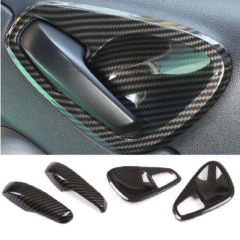 Per Mercedes Smart Fortwo 451 2009-2014 Trim Door Bowl Frame Stickers Interni Car Door Bracciolo Maniglia Copertura In Fibra Di Carbonio