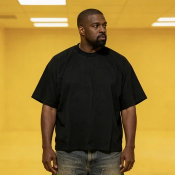 Yao Fashion HipHop Street Style Loose Baggy Casual Solid Color Unisex Tops Tanks Kanye West High Quality1:1 T Shirt For Men 1