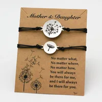 A SET Dandelion Mother Daughter Mom Bracelets Stainless Steel Charm Adjustable Jewelry Women Unisex Gift Drop