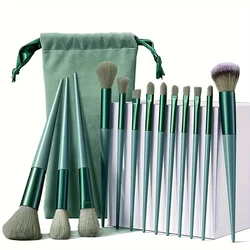 Deluxe Soft Fluffy Cosmetic Brush Collection for Effortless Makeup Application (13PC - Green)