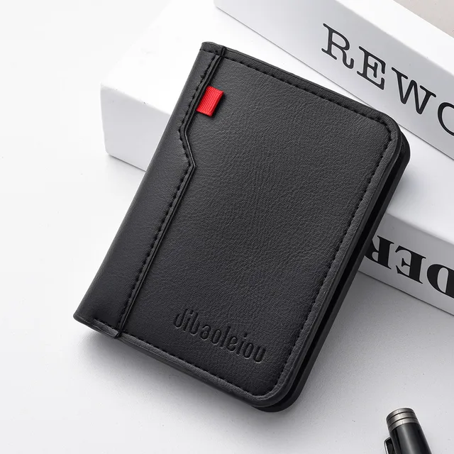 1Pc New Ultra-thin Mini Soft PU Leather Credit Card Wallet Holder Short Vertical High Quality Men's Wallet 2