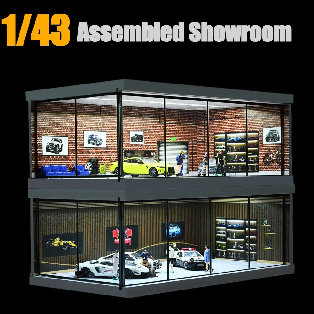 Diorama 1: 43 Car Showroom Parking Lot Scene Model with LED